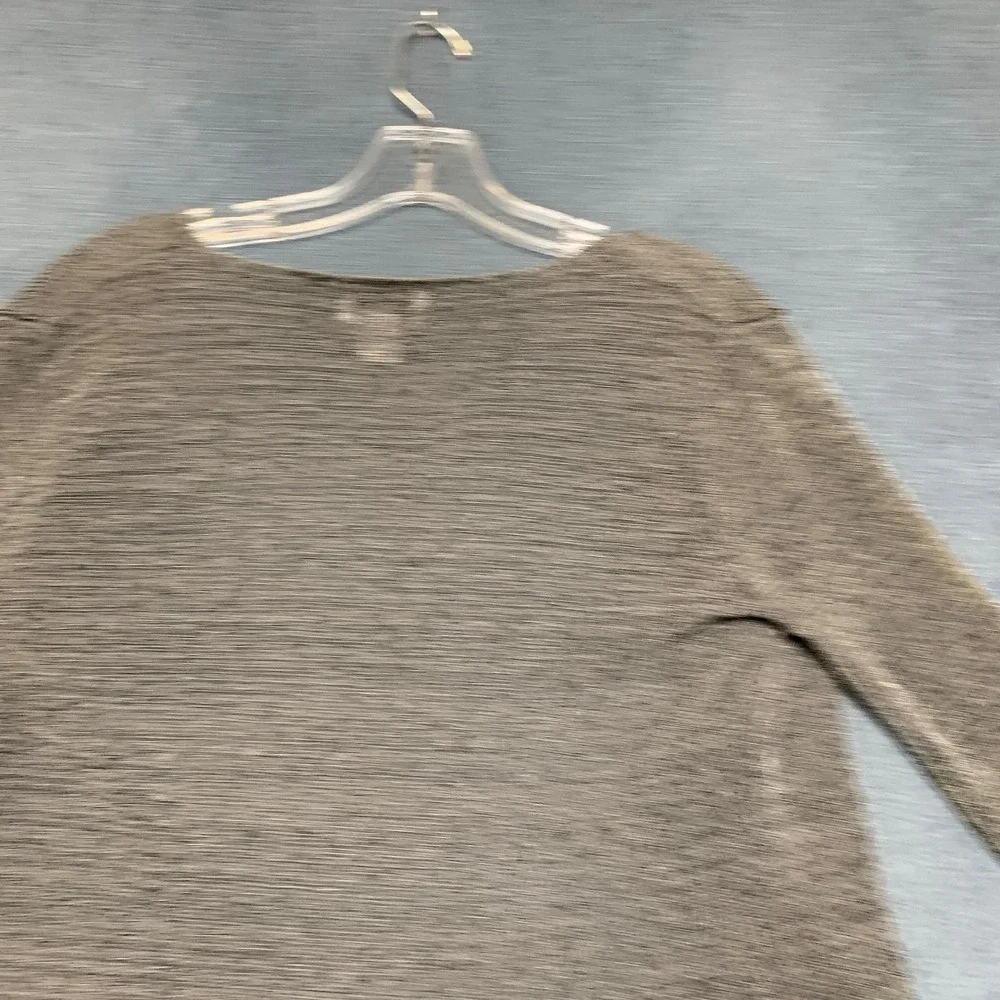 CDC Cardigan Sweater Womens L Heather Gray Metallic Knit Scalloped Hem Tie Front